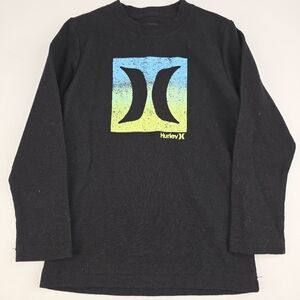 Hurley Boy's Black Long Sleeve Shirt with Gradient Logo Size 5/6 Thermal N-2975
